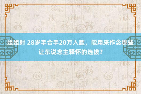 姐姐射 28岁手合手20万入款，能用来作念哪些让东说念主释怀的选拔？