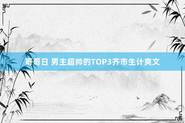 哥哥日 男主超帅的TOP3齐市生计爽文