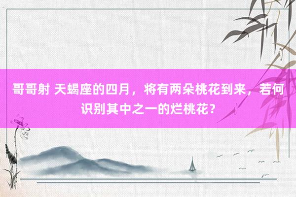哥哥射 天蝎座的四月，将有两朵桃花到来，若何识别其中之一的烂桃花？