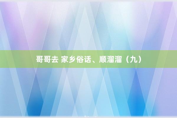 哥哥去 家乡俗话、顺溜溜（九）