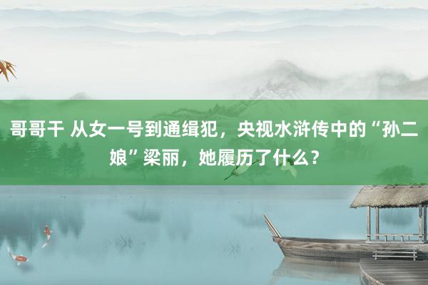 哥哥干 从女一号到通缉犯，央视水浒传中的“孙二娘”梁丽，她履历了什么？